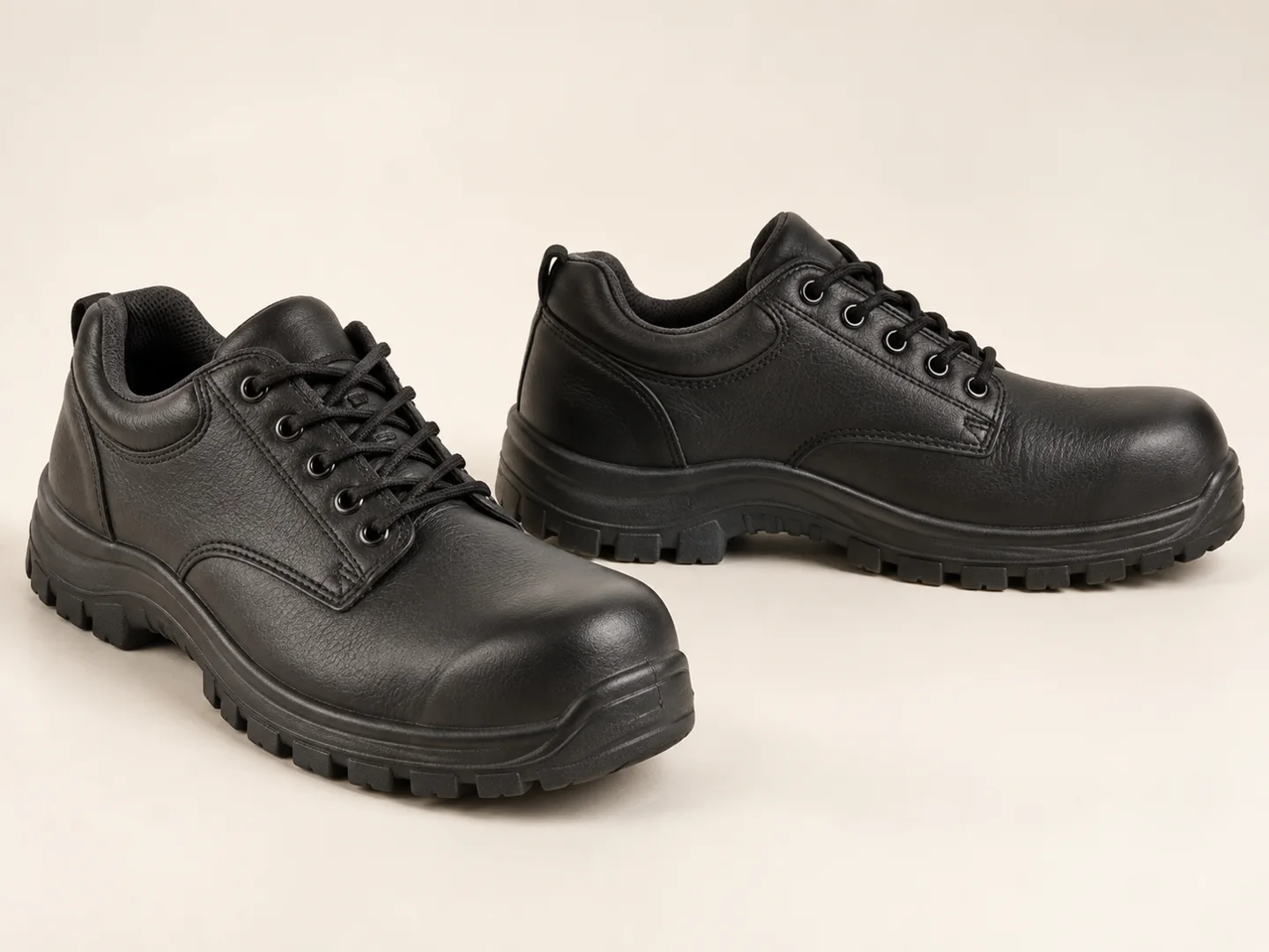 Black lace-up safety-style shoes